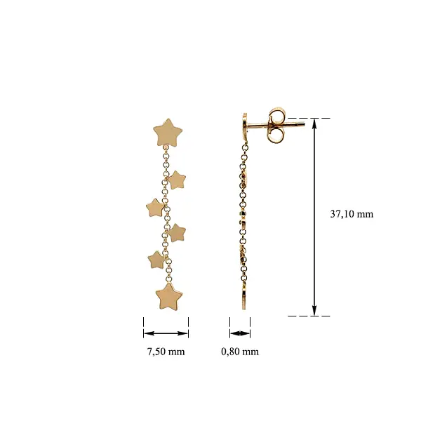 Gold Hängeohrringe Sterne