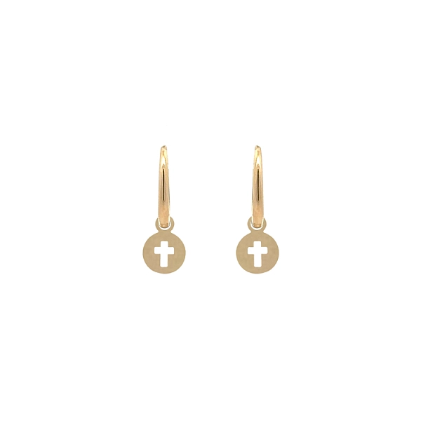Gold Cross Ohrringe mit Ohrring