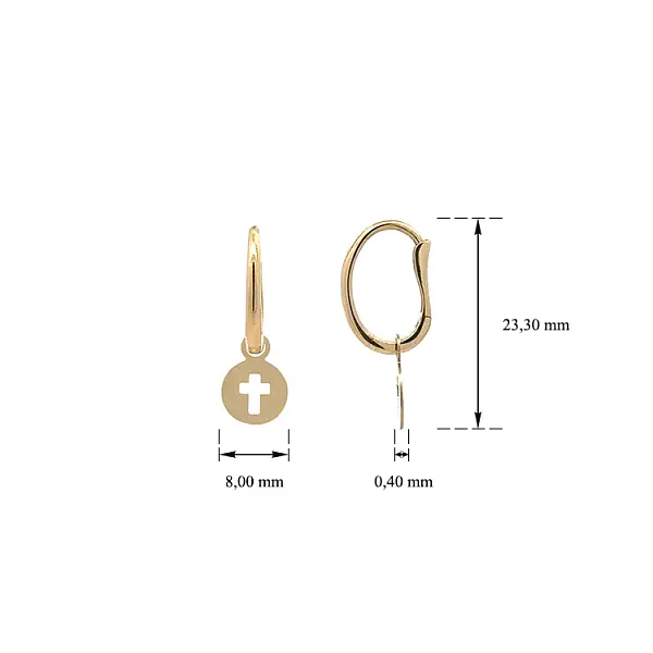 Gold Cross Ohrringe mit Ohrring