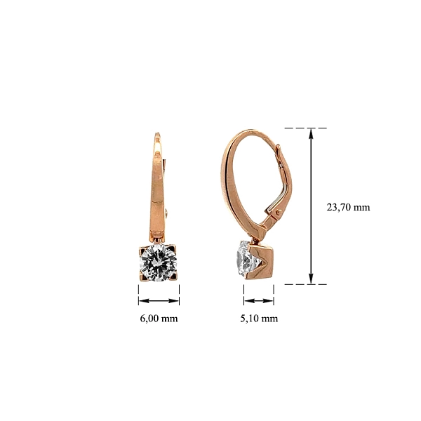 Ohrringe mit Zirkonen aus Rotgold
