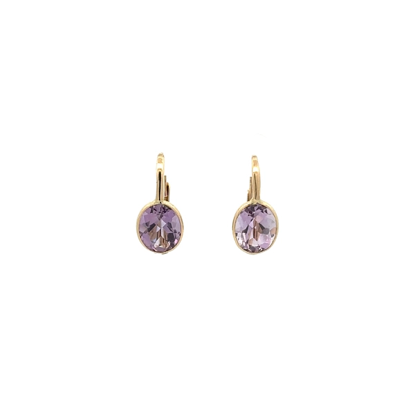 Goldohrringe mit violetten Steinen