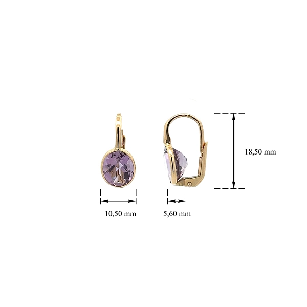 Goldohrringe mit violetten Steinen