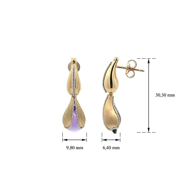 Goldene Ohrringe mit lila Stein