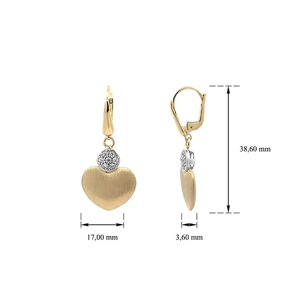 Goldohrringe mit Zirkonen Herz