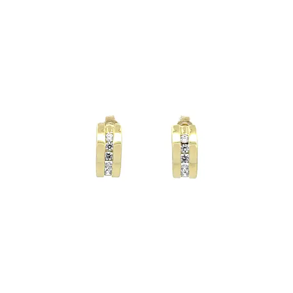 Gold-Ohrringe mit Zirkonen Halbkreisen