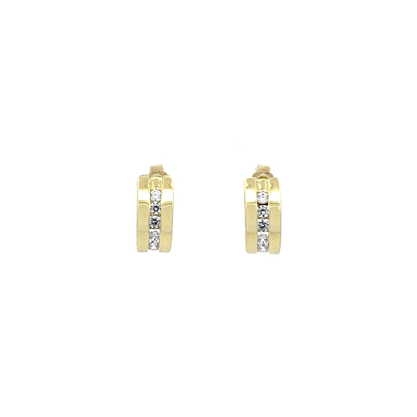 Gold-Ohrringe mit Zirkonen Halbkreisen