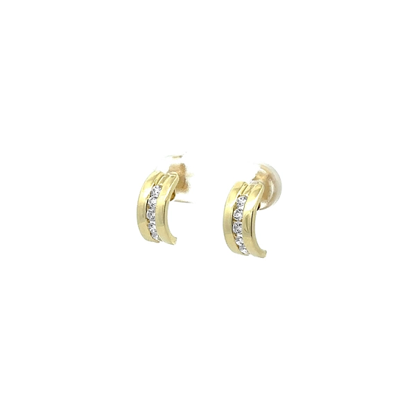 Gold-Ohrringe mit Zirkonen Halbkreisen