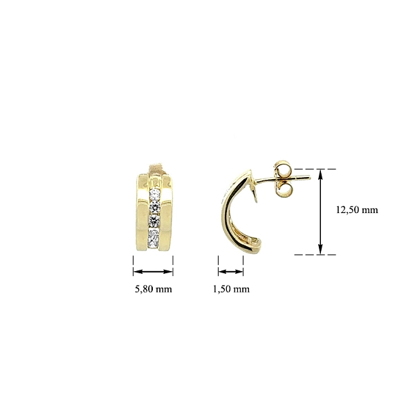 Gold-Ohrringe mit Zirkonen Halbkreisen