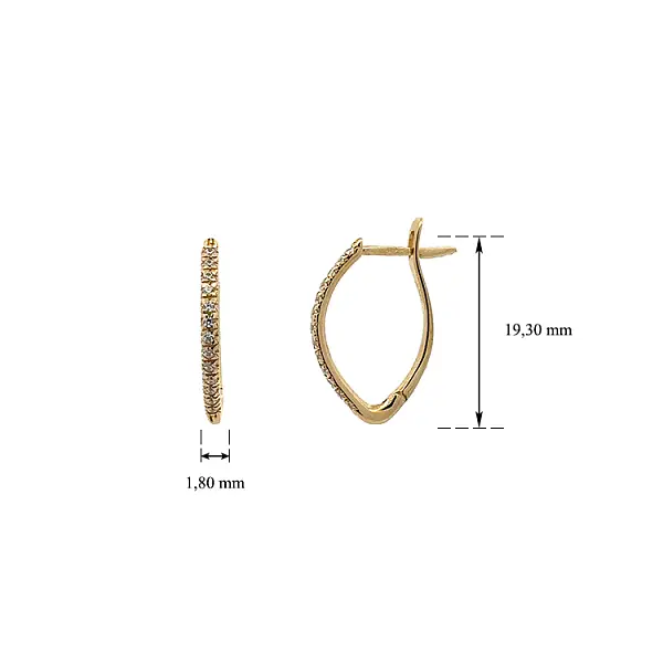 Gold-Ohrringe mit Zirkonen Halbkreisen