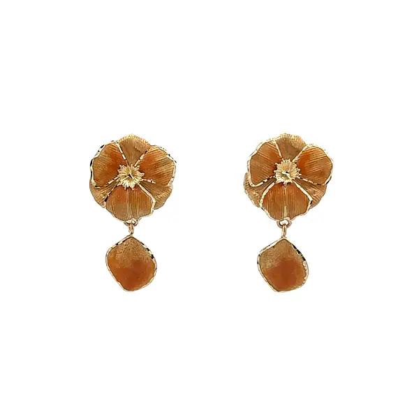 Gold-Anhänger-Ohrringe mit Emaille