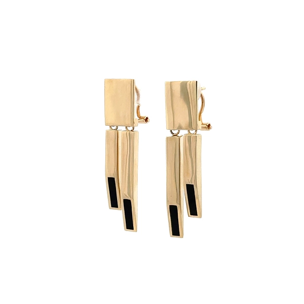 Gold-Anhänger-Ohrringe mit Emaille