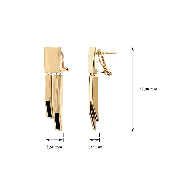 Gold-Anhänger-Ohrringe mit Emaille