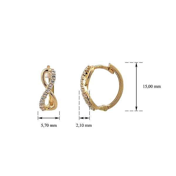 Goldene Infinity-Ohrringe mit Zirkonias