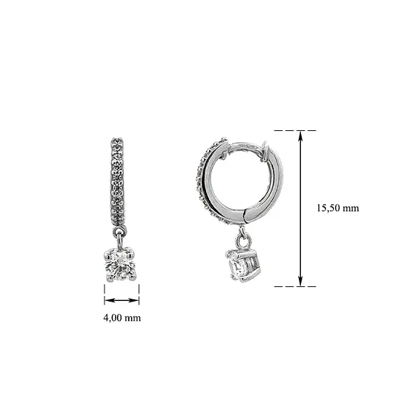 Anhänger-Ohrringe mit Zirkonen aus Weißgold