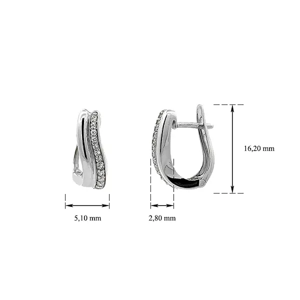 Runde Ohrringe aus Weißgold mit Zirkonen verziert