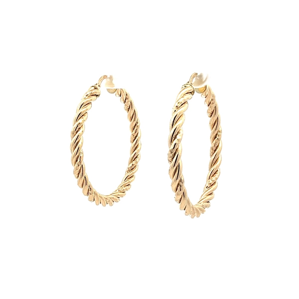 Luxuriöse runde Ohrringe aus Gelbgold mit gedrehtem Design