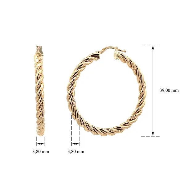 Luxuriöse runde Ohrringe aus Gelbgold mit gedrehtem Design