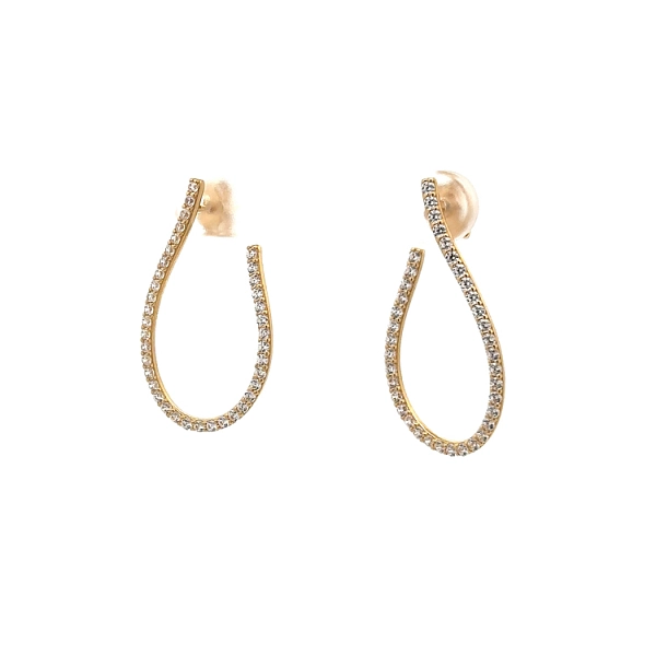 Moderne Gelbgold-Ohrringe mit glänzenden Zirkonen