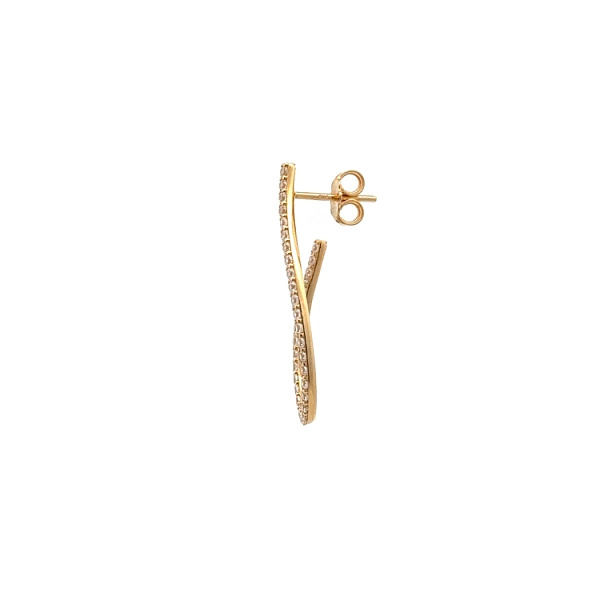Moderne Gelbgold-Ohrringe mit glänzenden Zirkonen