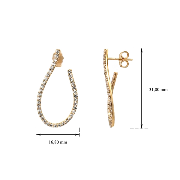 Moderne Gelbgold-Ohrringe mit glänzenden Zirkonen