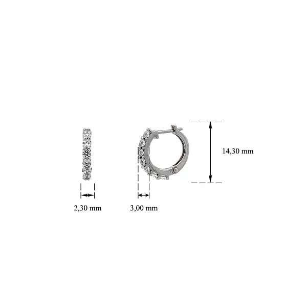 Runde Ohrringe mit Zirkonen aus Weißgold