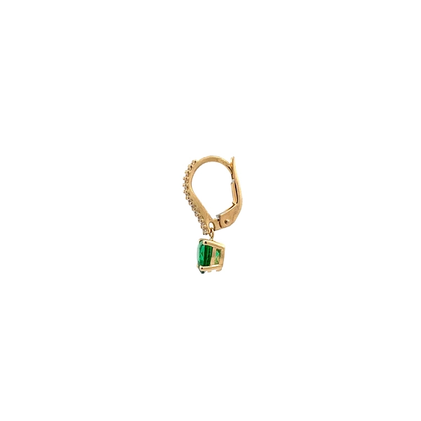 Goldohrringe mit Zirkonen und smaragdgrünen Herzen