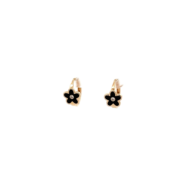 Goldohrringe Blume mit Zirkonen