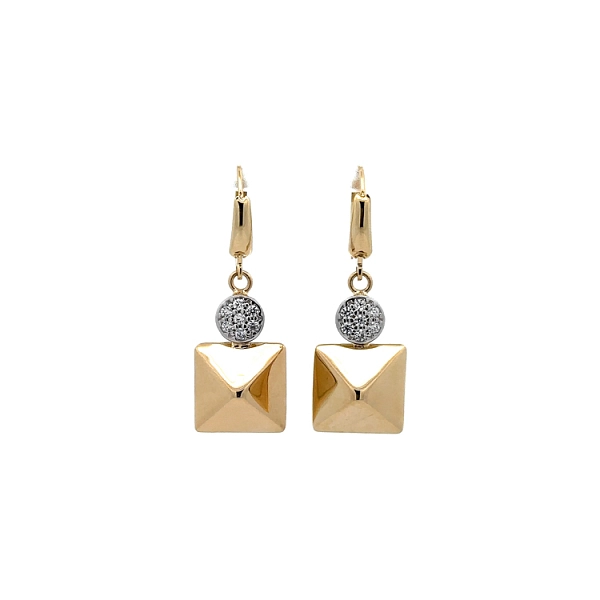 Anhänger-Ohrringe mit Zirkonen in Gold