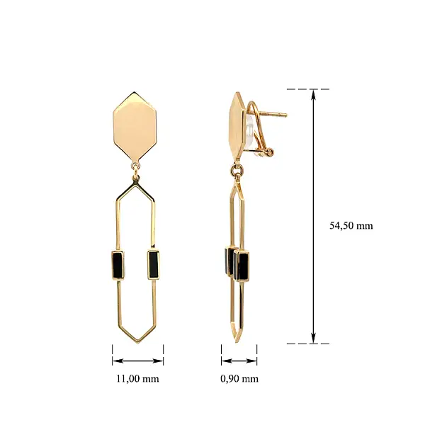 Gold-Anhänger-Ohrringe mit Emaille