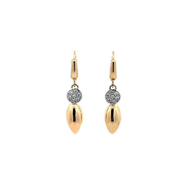 Anhänger-Ohrringe mit Zirkonen in Gold