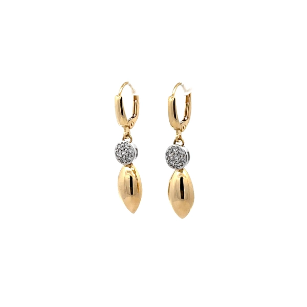 Anhänger-Ohrringe mit Zirkonen in Gold