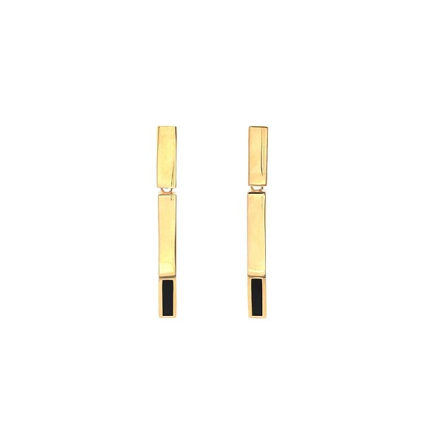 Gold-Anhänger-Ohrringe mit Emaille