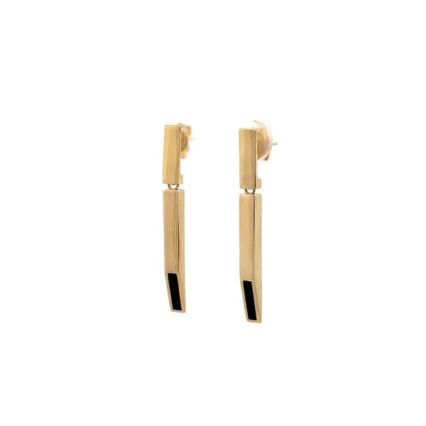 Gold-Anhänger-Ohrringe mit Emaille