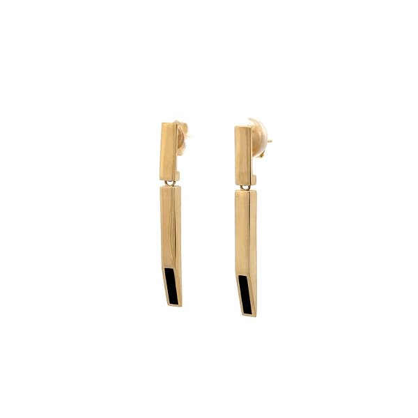 Gold-Anhänger-Ohrringe mit Emaille