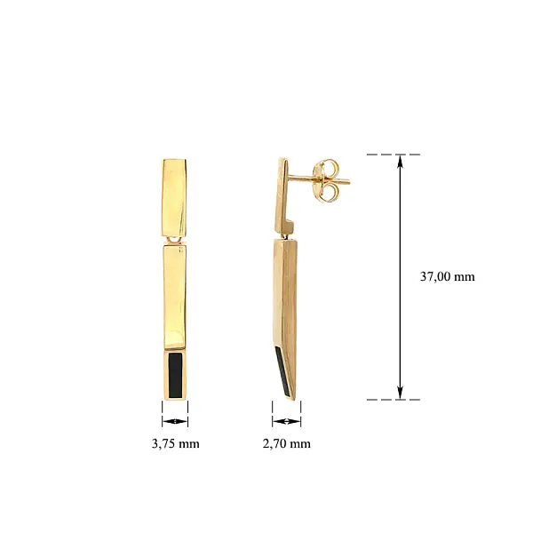 Gold-Anhänger-Ohrringe mit Emaille