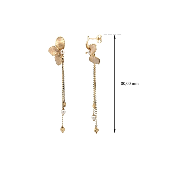 Elegante Ohrringe mit goldener Blume und feinen Perlen
