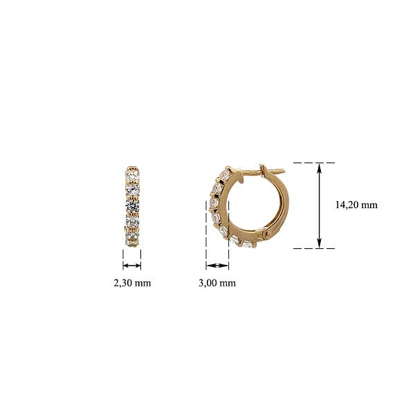 Goldene runde Ohrringe mit Zirkonen