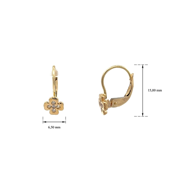 Goldohrringe Quatrefoil mit Zirkonen