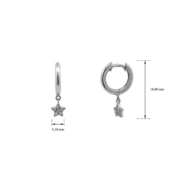 Ohrringe Seestern mit Zirkonen in Weißgold