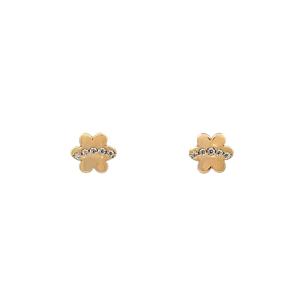 Gold-Pecek-Ohrringe Blume mit Zirkonen