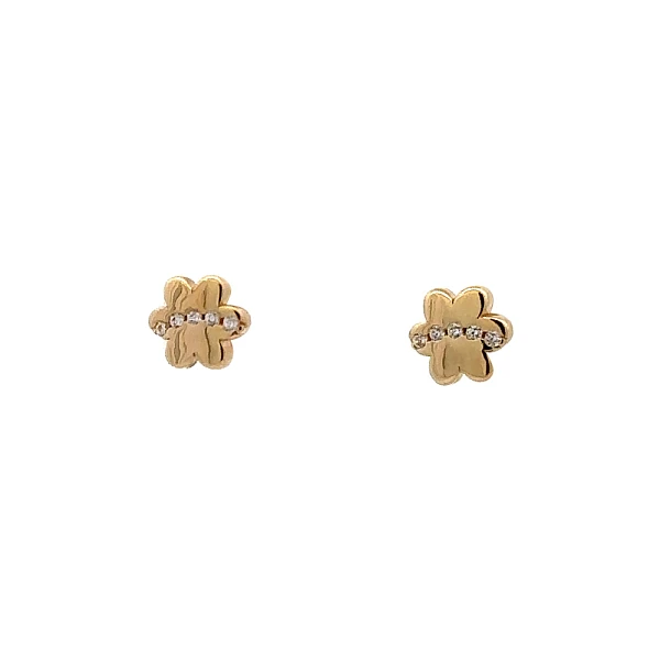 Gold-Pecek-Ohrringe Blume mit Zirkonen