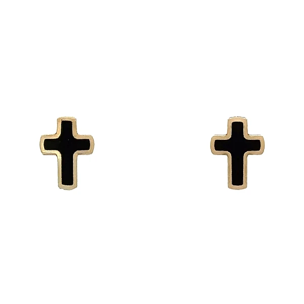 Gold-Pecek-Ohrringe Kreuz mit Emaille