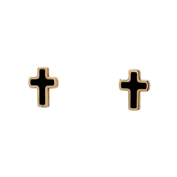 Gold-Pecek-Ohrringe Kreuz mit Emaille