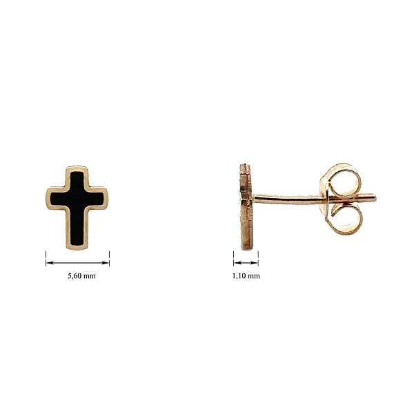 Gold-Pecek-Ohrringe Kreuz mit Emaille