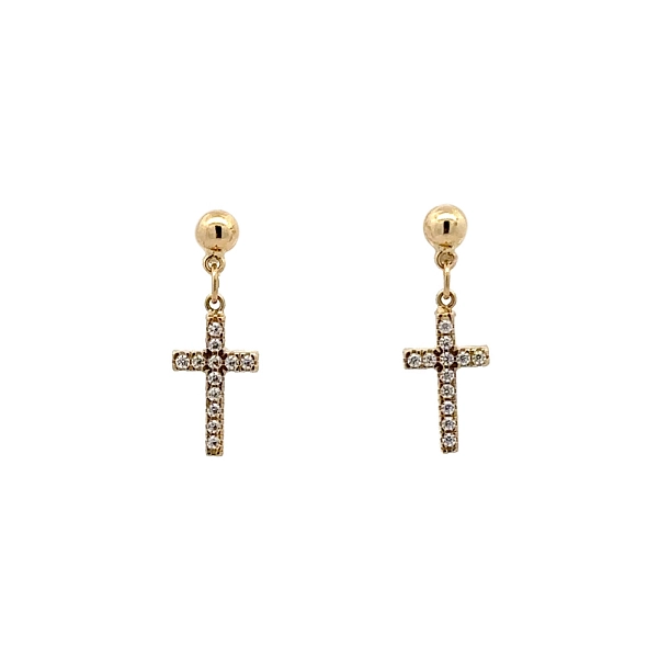 Goldohrringe Kreuz mit Zirkonen