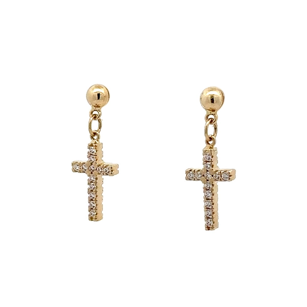 Goldohrringe Kreuz mit Zirkonen