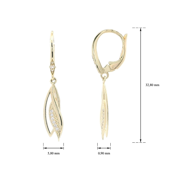 Goldohrringe mit glänzenden Zirkonen in elegantem Design