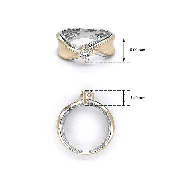 Verlobungsring mit Zirkon aus kombiniertem Gold