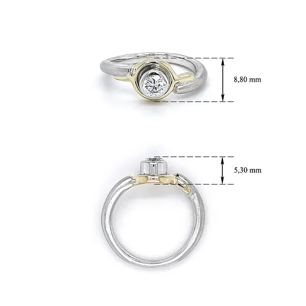 Ring mit Zirkon aus Kombinationsgold