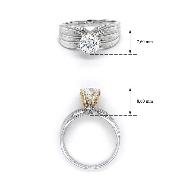 Ring mit Zirkon aus Kombinationsgold